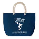 Sac de plage Bleu anse corde J'peux Pas Lancer du Disque