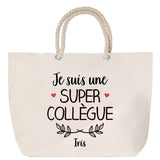 Sac Fête des Mères Mamie Famille Idée Cadeau anniversaire Noël Travail Boulot Métier Départ Retraite Collègue Femme cabas shopping plage