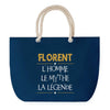 Sac de plage Bleu anse corde Florent Mythe Légende -jaune