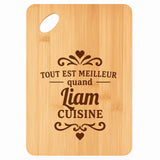 Planche bambou gravée personnalisée homme idée cadeau Fête des Pères apéro 30×20 prénom cuisine plateau fromage anniversaire noel papa papi 