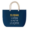 Sac de plage Bleu anse corde Florian Mythe Légende -jaune