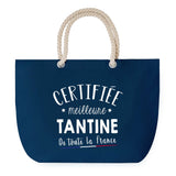 Sac de Plage Bleu avec Anse Corde Certifiée meilleure Tantine