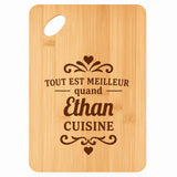 Planche bambou gravée personnalisée homme idée cadeau Fête des Pères apéro 30×20 prénom cuisine plateau fromage anniversaire noel papa papi 