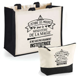 Cabas femme sac plage ou shopping tote bag pochette trousse Idée cadeau original pour anniversaire Noël travail départ retraite collègue famille fete des mères maman mamie