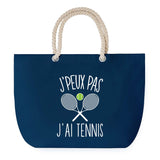 Sac de plage Bleu anse corde J'peux Pas Tennis Raquettes Croisées