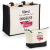 Cabas femme sac plage ou shopping tote bag pochette trousse Idée cadeau original pour anniversaire Noël travail départ retraite collègue famille fete des mères maman mamie
