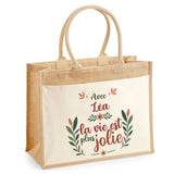 Sac Fête des Mères Mamie Famille Idée Cadeau anniversaire Noël Travail Boulot Métier Départ Retraite Collègue Femme cabas shopping plage