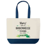 Sac de shopping bleu Merci Randonneuse Inoubliable Femme