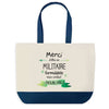 Sac de shopping bleu Merci Militaire Inoubliable Homme