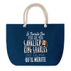 Sac de plage Bleu anse corde Cavalier King Charles Travailler Dur pour mon Chien