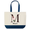 Sac de shopping bleu Morgane Lettre Fleur