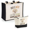 Cabas homme ou femme sac plage ou shopping tote bag pochette trousse Idée cadeau original pour anniversaire Noël travail départ retraite collègue famille fete des mères fetes des pères papa maman mamie papi