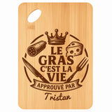 Planche bambou gravée personnalisée homme idée cadeau Fête des Pères apéro 30×20 prénom cuisine plateau fromage anniversaire noel papa papi 