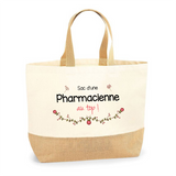 Sac Jute Fête des Mères Fêtes des Pères Mamie Papi Famille Idée Cadeau anniversaire Noël Travail Boulot Métier Départ Retraite Collègue Femme Homme