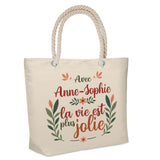 Sac Fête des Mères Mamie Famille Idée Cadeau anniversaire Noël Travail Boulot Métier Départ Retraite Collègue Femme cabas shopping plage