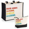 Cabas femme sac plage ou shopping tote bag pochette trousse Idée cadeau original pour anniversaire Noël travail départ retraite collègue famille fete des mères maman mamie