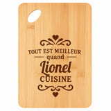 Planche bambou gravée personnalisée homme idée cadeau Fête des Pères apéro 30×20 prénom cuisine plateau fromage anniversaire noel papa papi 
