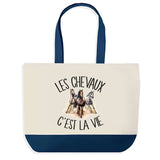 Sac de shopping bleu Chevaux c'est la Vie