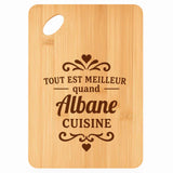 Planche bambou gravée personnalisée femme idée cadeau Fête des Mères apéro 30×20 prénom cuisine plateau fromage anniversaire noel maman mamie