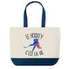 Sac de shopping bleu Hockey c'est la Vie