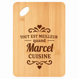 Planche bambou gravée personnalisée homme idée cadeau Fête des Pères apéro 30×20 prénom cuisine plateau fromage anniversaire noel papa papi 