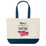 Sac de shopping bleu Merci Tantine Géniale