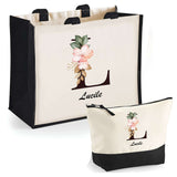 Cabas femme sac plage ou shopping tote bag pochette trousse Idée cadeau original pour anniversaire Noël travail départ retraite collègue famille fete des mères maman mamie