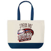 Sac de shopping bleu J'peux pas Rugby Pousser Plaquer