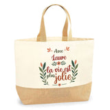 Sac Jute Fête des Mères Fêtes des Pères Mamie Papi Famille Idée Cadeau anniversaire Noël Travail Boulot Métier Départ Retraite Collègue Femme Homme