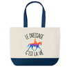 Sac de shopping bleu Dressage c'est la Vie