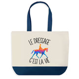 Sac de shopping bleu Dressage c'est la Vie