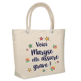 Sac Fête des Mères Mamie Famille Idée Cadeau anniversaire Noël Travail Boulot Métier Départ Retraite Collègue Femme cabas shopping plage