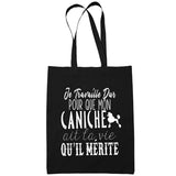 Sac Tote Bag Caniche Je travaille dur Noir - Planetee