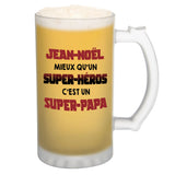 Chope de bière Jean-Noël Super Héros Super Papa - Planetee