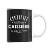 Mug Femme Caissière Meilleure de France | Tasse Noire métier - Planetee