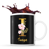 Mug noir Inaya Lettre Fleur - Planetee