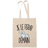 Sac Tote Bag lapin 2 je le ferai demain beige - Planetee