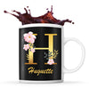 Mug noir Huguette Lettre Fleur - Planetee