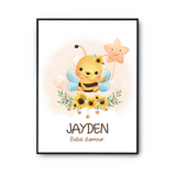 Affiche Jayden bébé d'amour abeille - Planetee