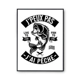 Affiche Pêche vintage j'peux pas Blanc Premium - Planetee