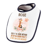 Bavoir Rose Cou Monté Girafe - Planetee