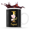 Mug noir Ingrid Lettre Fleur - Planetee