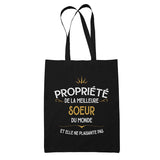 Tote Bag Noir Propriété de Soeur - Planetee