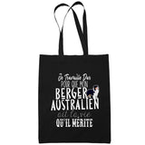 Sac Tote Bag Berger Australien Je travaille dur Noir - Planetee