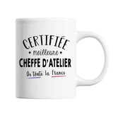 Mug Femme Cheffe d'atelier Meilleure de France | Tasse Blanc métier - Planetee