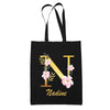 Tote Bag noir Nadine Lettre Fleur - Planetee