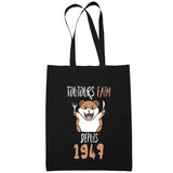 Sac Tote Bag Anniversaire 1947Toujours Faim Noir - Planetee