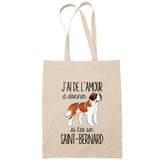 Sac Tote Bag saint bernard amour beige - Planetee