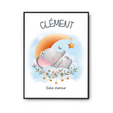 Affiche Clément bébé d'amour éléphant - Planetee