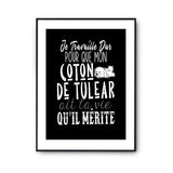 Affiche Coton de Tulear Je travaille dur - Planetee